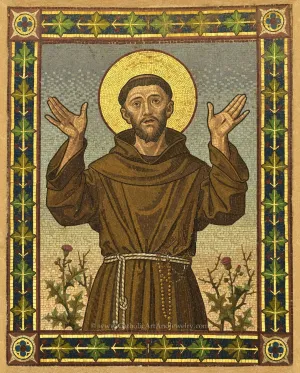 St. Francis of Assisi – Mosaic from Franciscan Friary, Bolzano, Italy – Catholic Art Print – Archival Quality