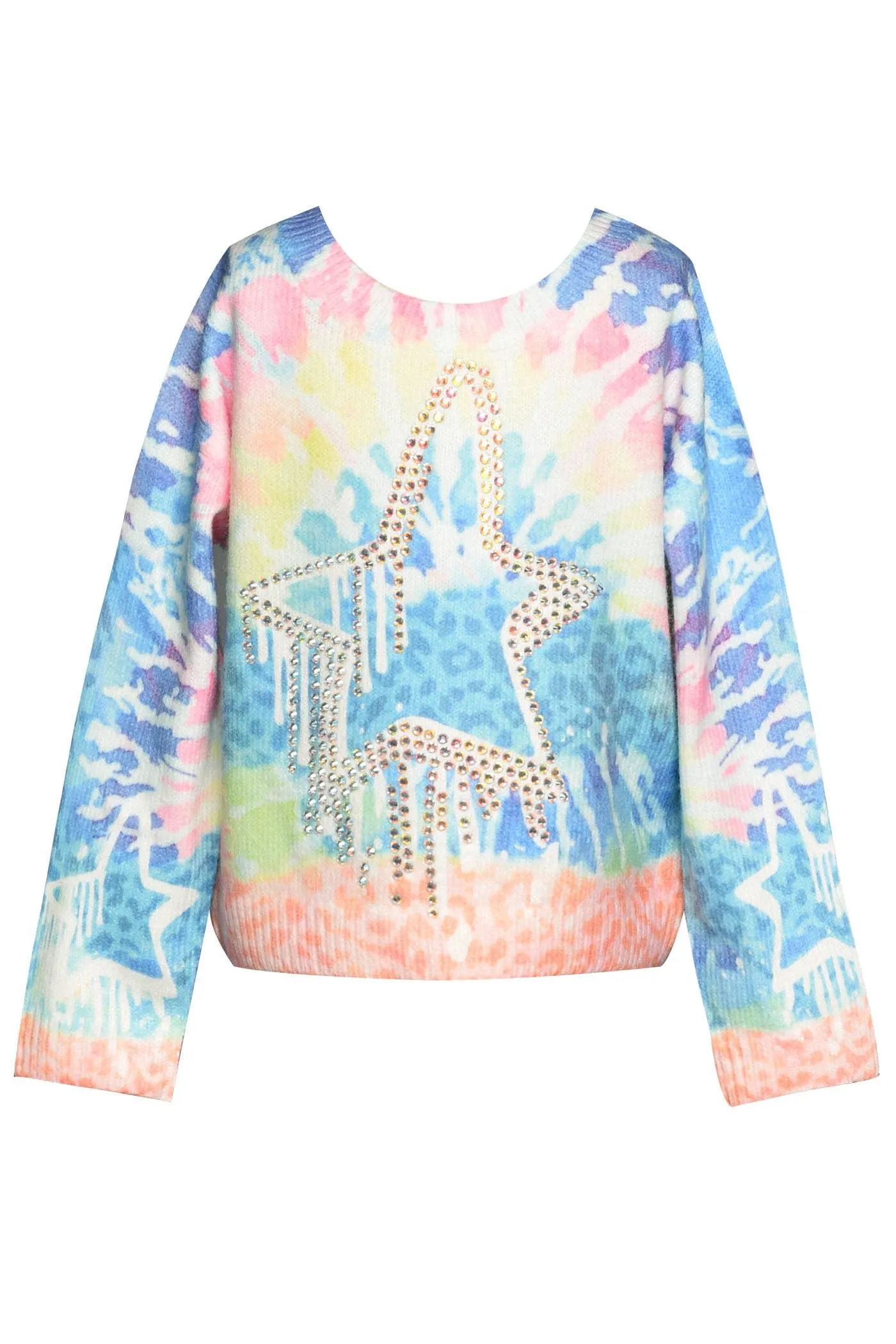 Star Printed Sweater W/Rhinestone Detail