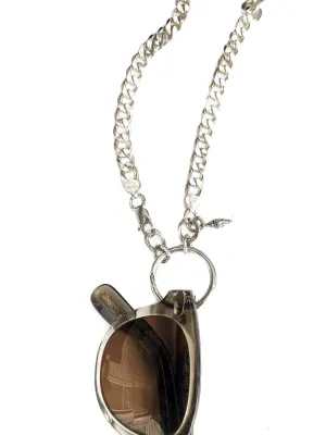 Sterling Curb Chain Eyering Necklace