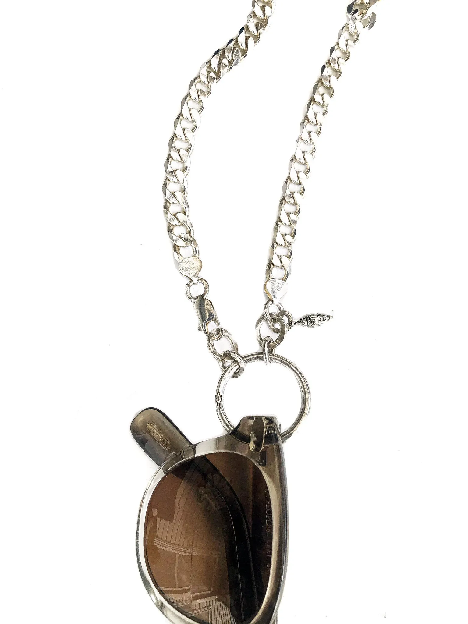 Sterling Curb Chain Eyering Necklace