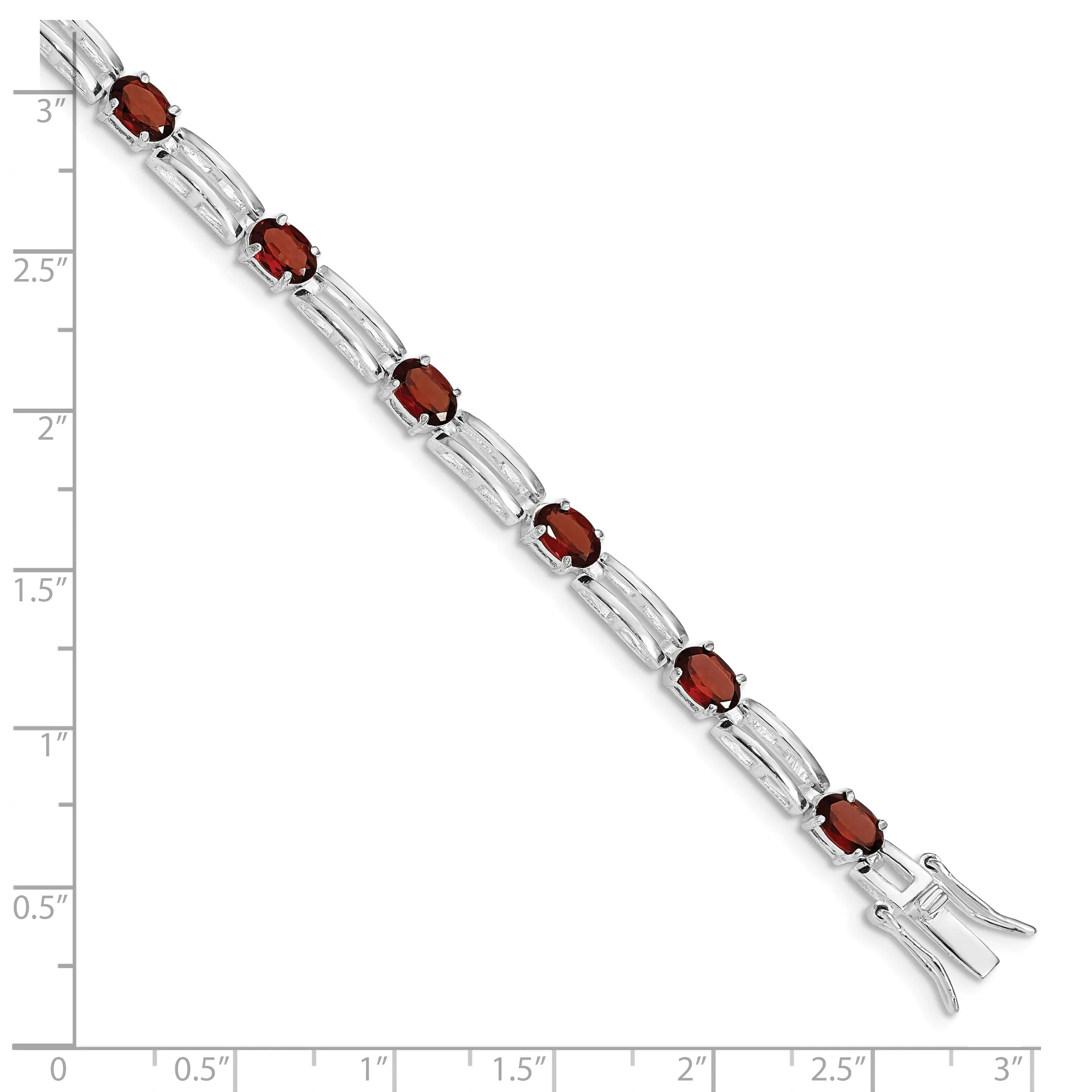 Sterling Silver Polish Finish Garnet Bracelet
