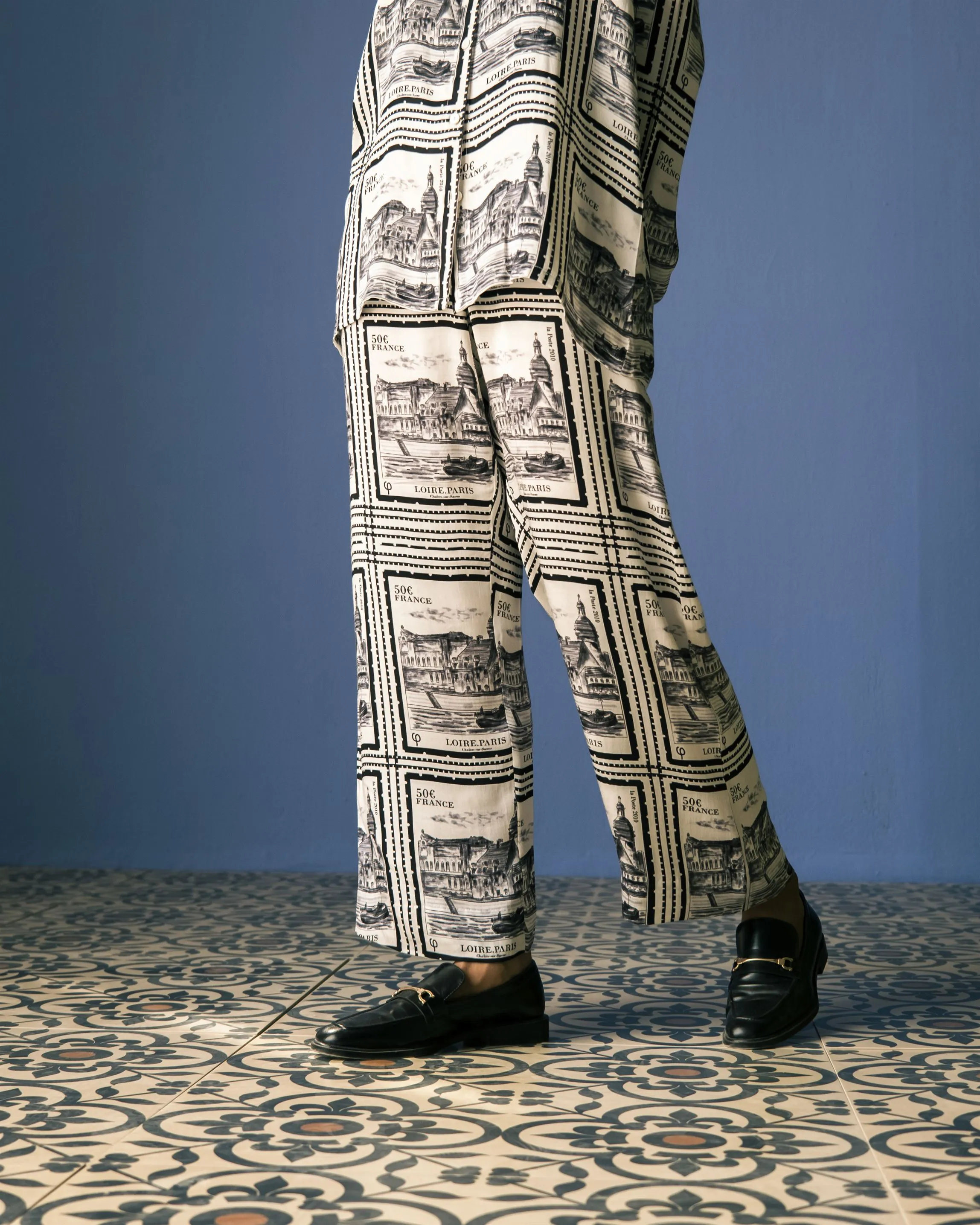 Studio Rigu   I   Paris Shirt Printed Vegan Silk Paris Block Digital Print Srch035