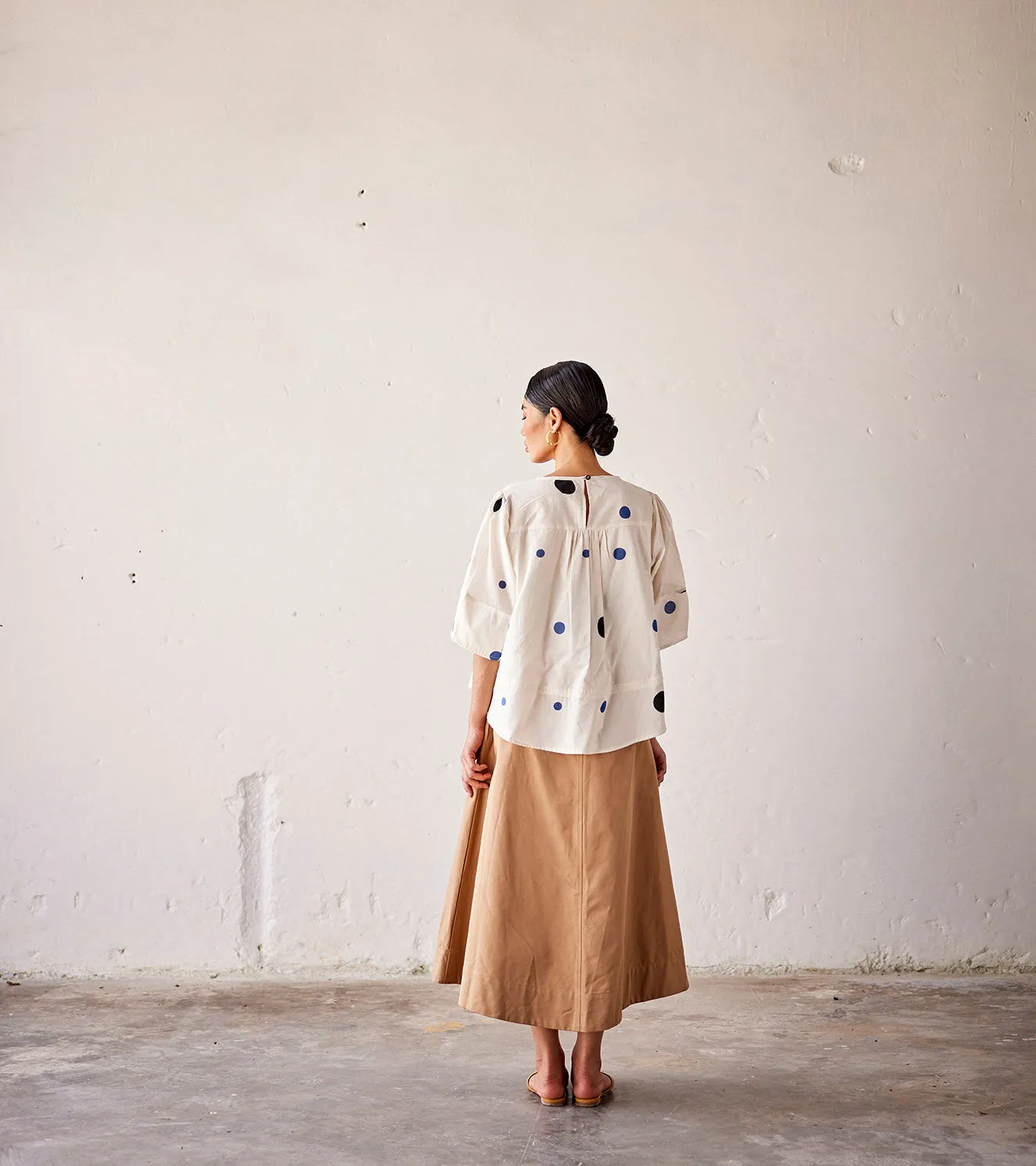 Summer Blouse Cotton Gathers-Off White-Fashion Edit Indian Summer-KW810-Khara Kapas