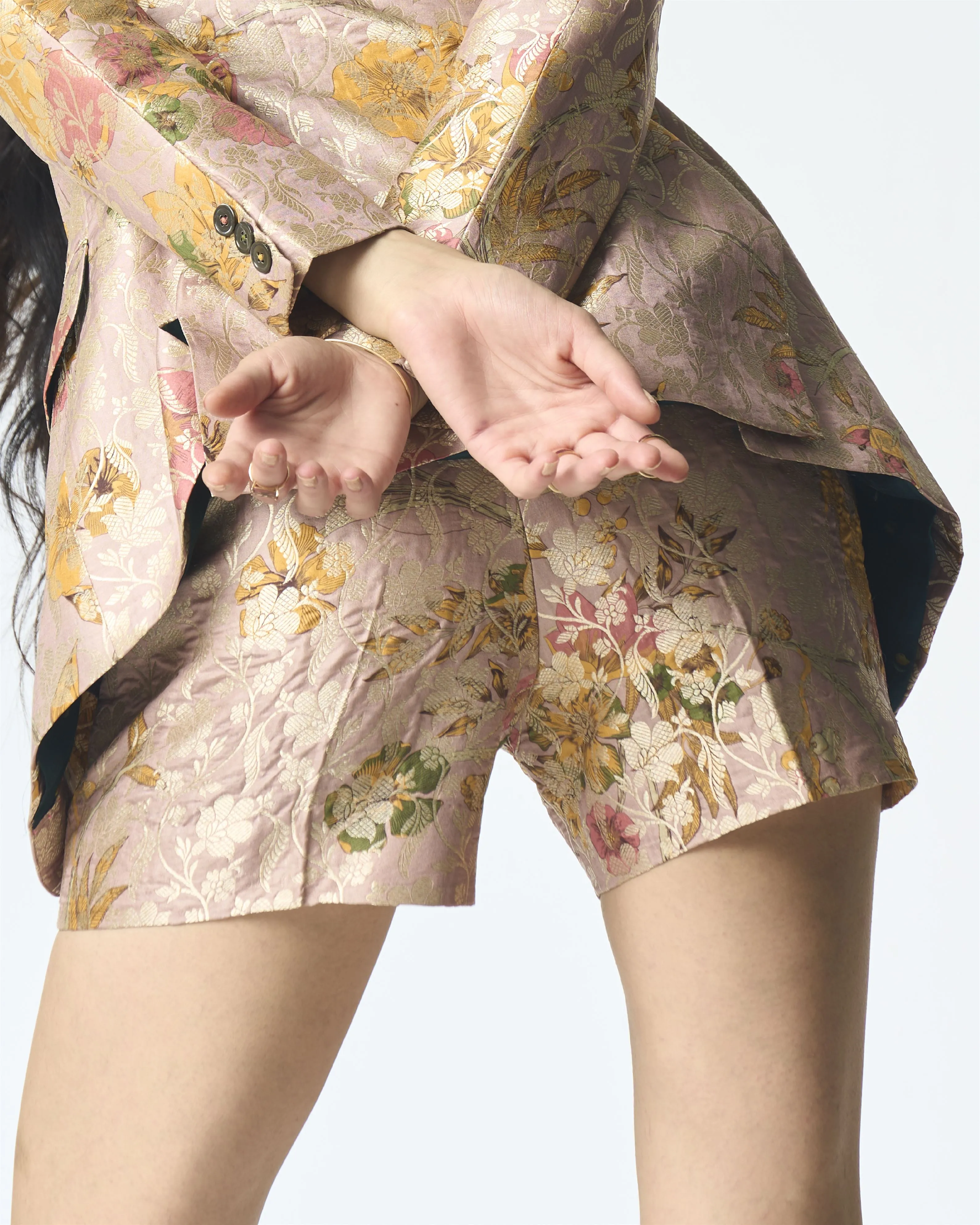 Summer-Shorts Short Pink Silk Brocade-Fashion Edit Orchard-WP114SB544-SUKETDHIR