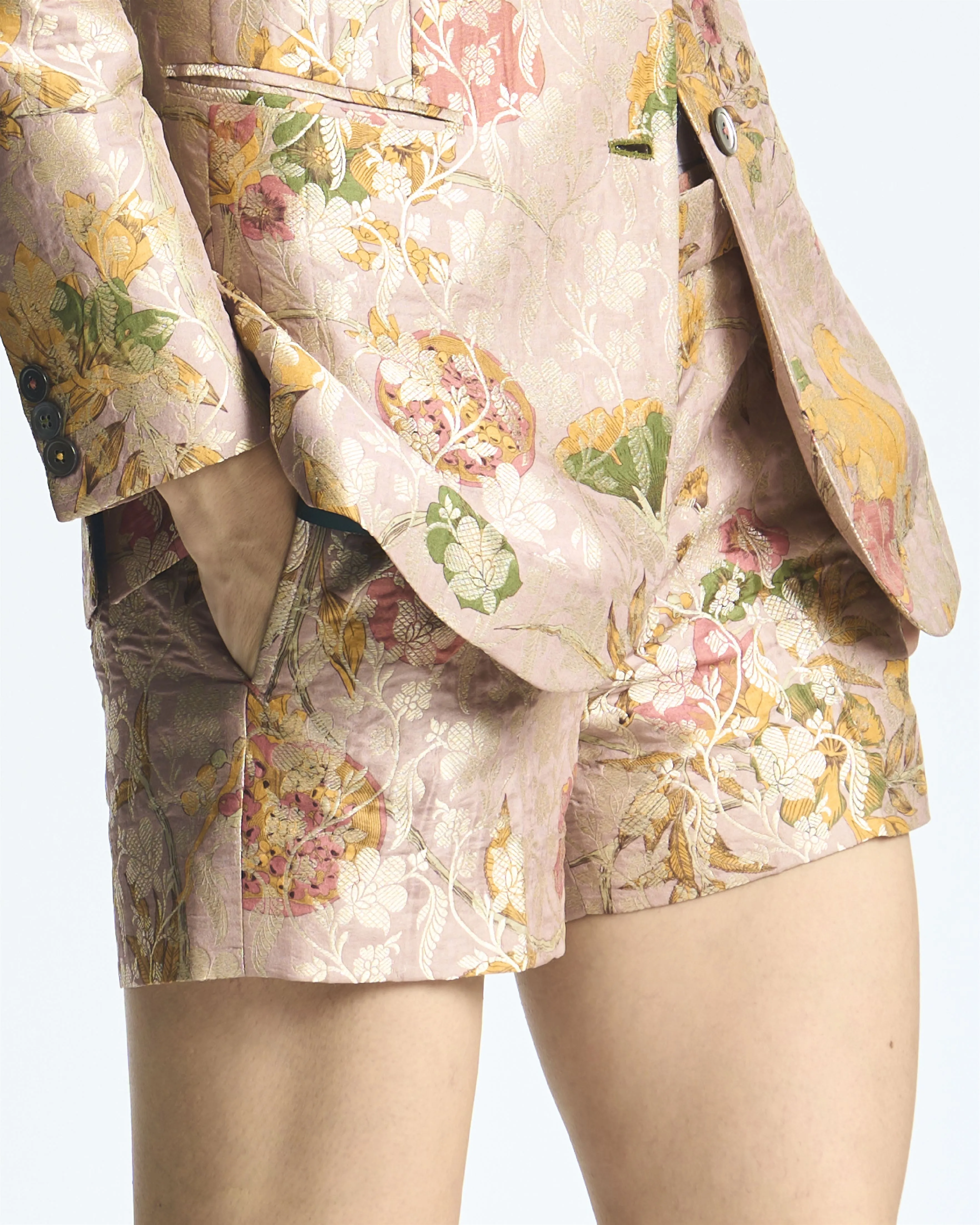 Summer-Shorts Short Pink Silk Brocade-Fashion Edit Orchard-WP114SB544-SUKETDHIR