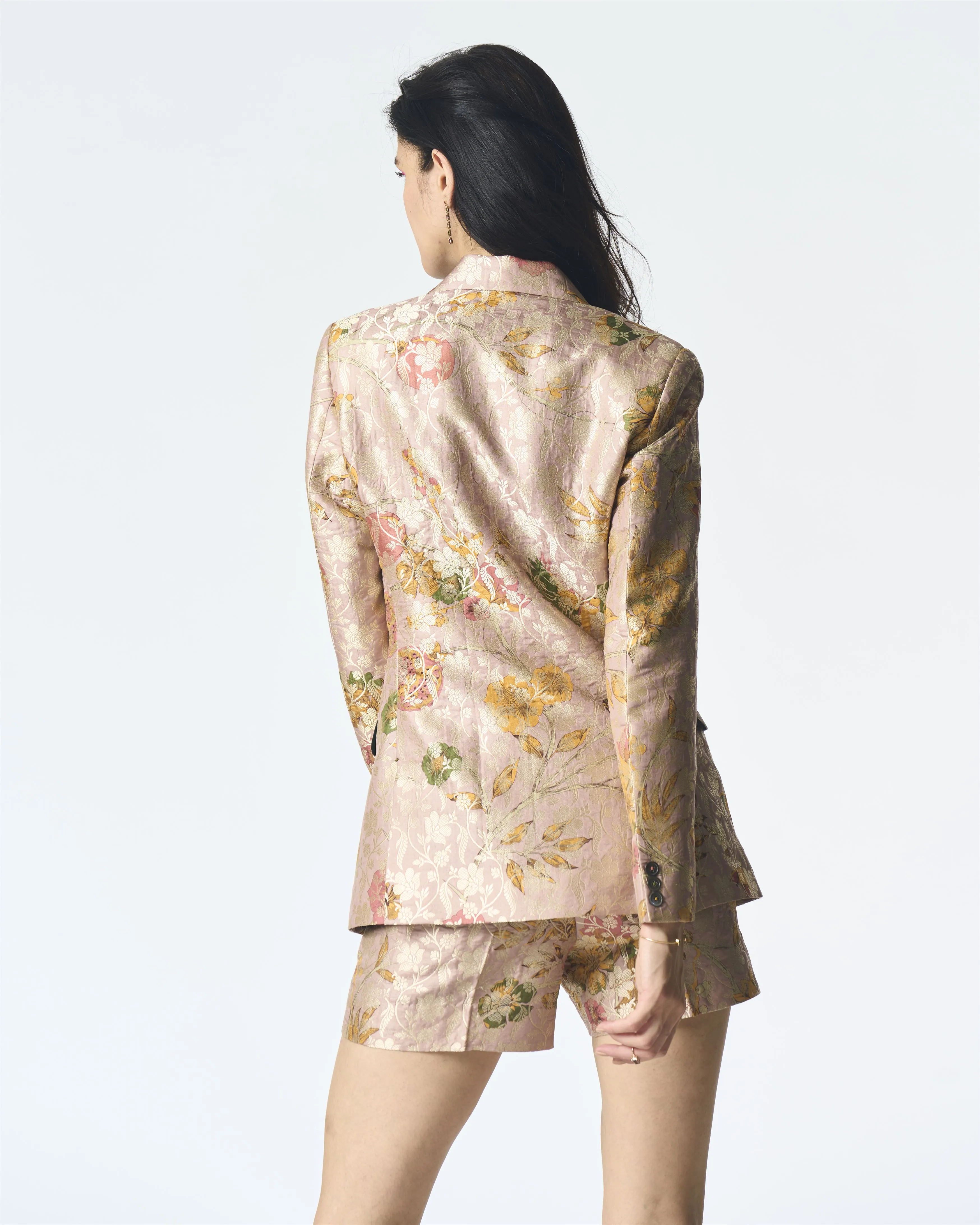 Summer-Shorts Short Pink Silk Brocade-Fashion Edit Orchard-WP114SB544-SUKETDHIR