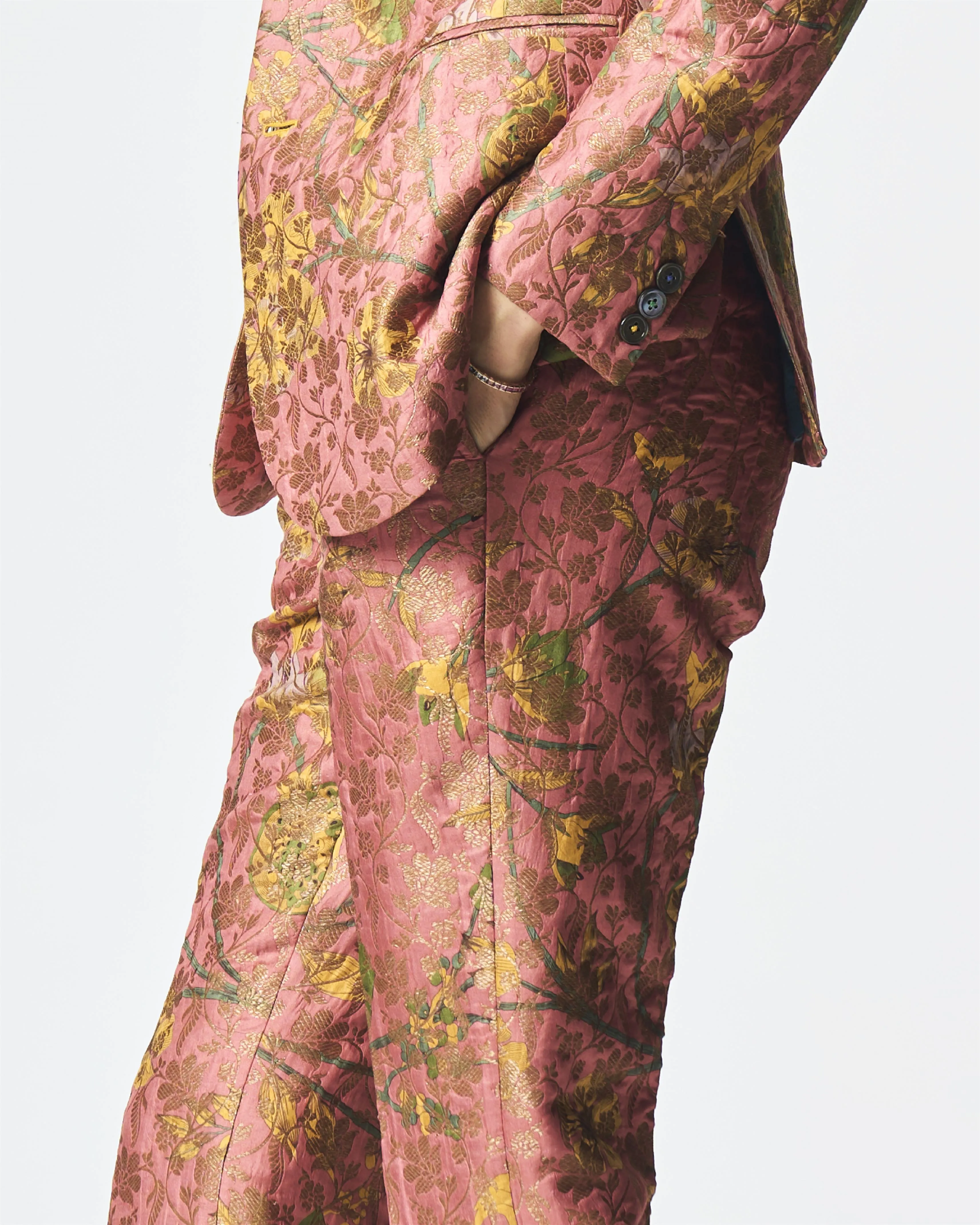 Summer-Trousers Classic Rose Silk Brocade-Fashion Edit Orchard-WP103SB537-SUKETDHIR