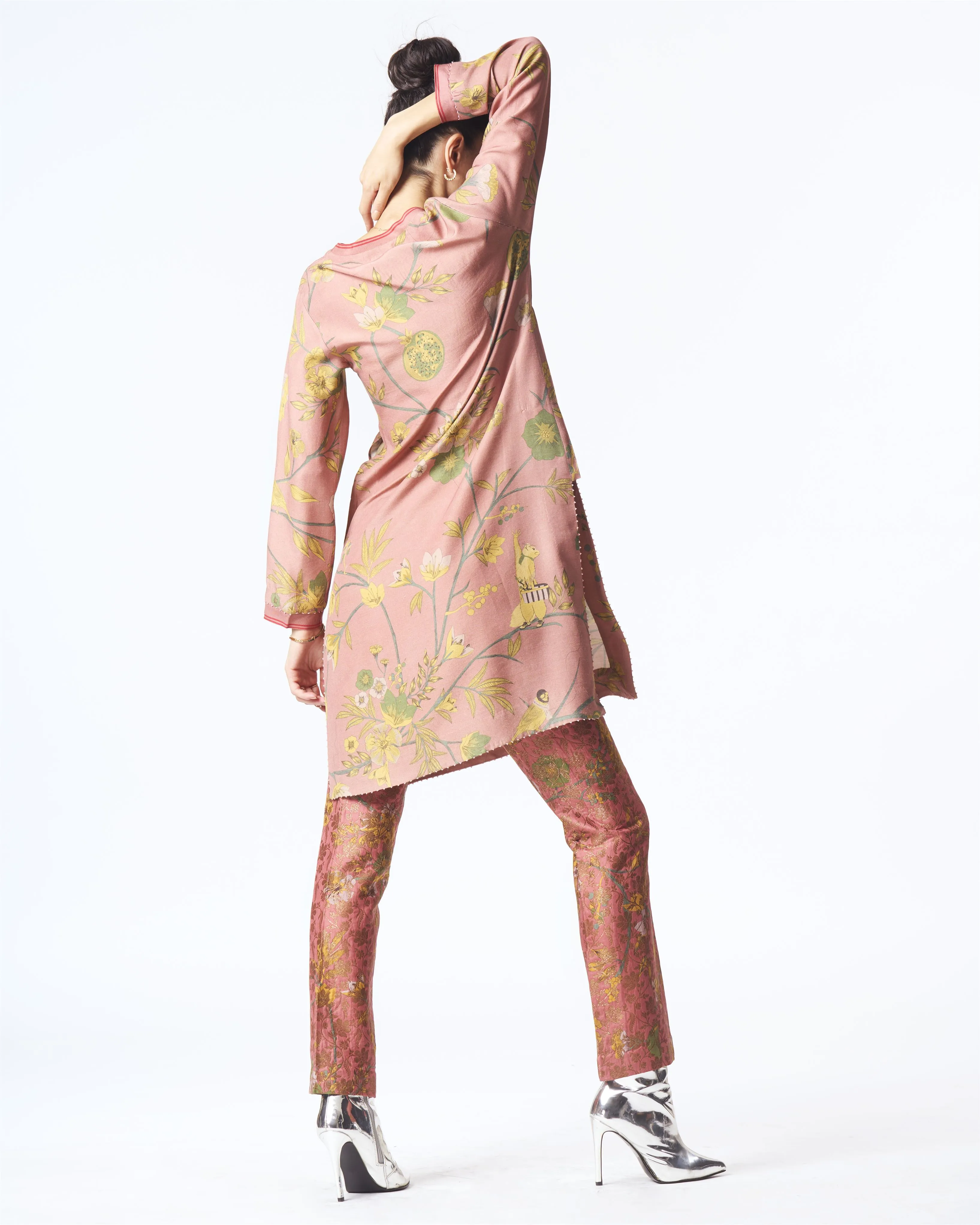 Summer-Trousers Classic Rose Silk Brocade-Fashion Edit Orchard-WP103SB537-SUKETDHIR