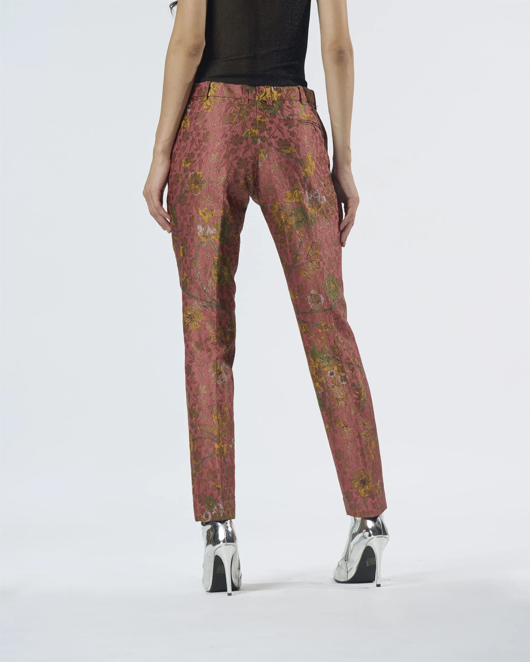 Summer-Trousers Classic Rose Silk Brocade-Fashion Edit Orchard-WP103SB537-SUKETDHIR