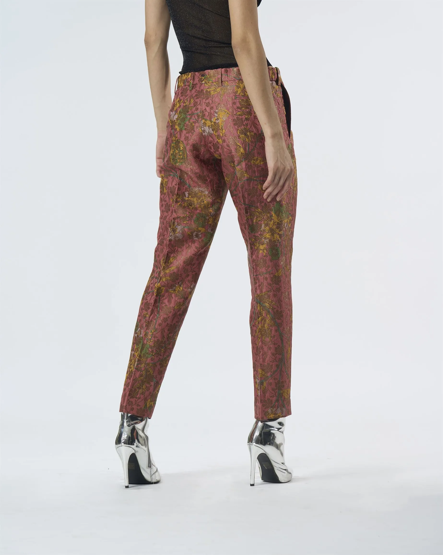 Summer-Trousers Classic Rose Silk Brocade-Fashion Edit Orchard-WP103SB537-SUKETDHIR