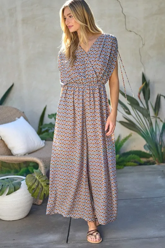 Sweet Harmony Printed V-Neck Sleeveless Jumpsuit (2 Colors)