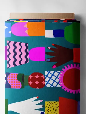 Teal Kinship 100% cotton (CUT PIECE 1.2M $15)