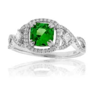 Tsavorite Garnet and Diamond Ring