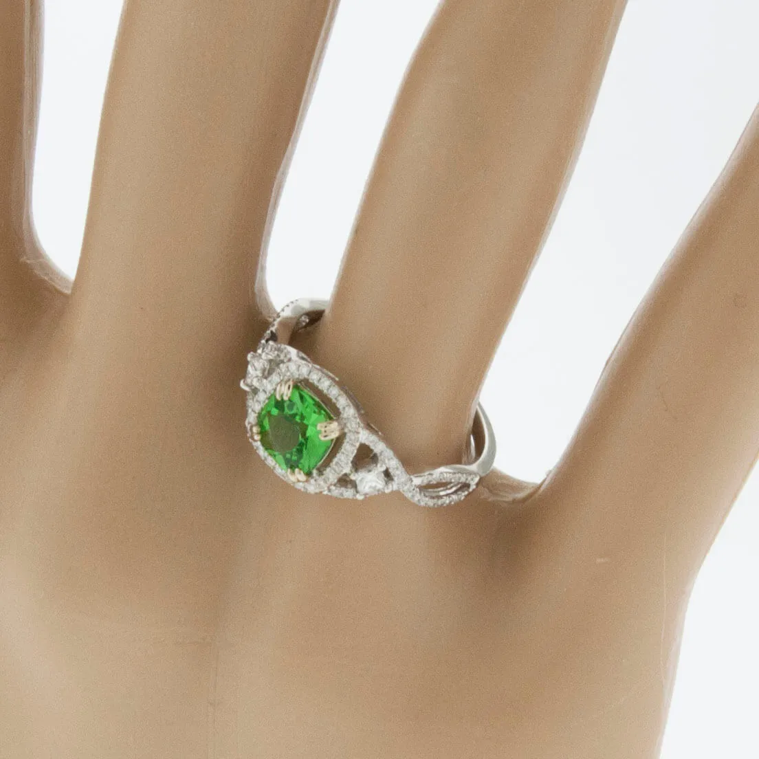 Tsavorite Garnet and Diamond Ring