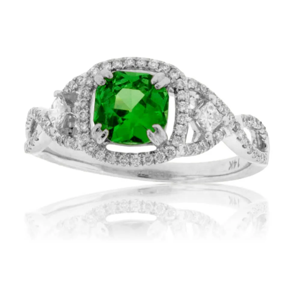 Tsavorite Garnet and Diamond Ring