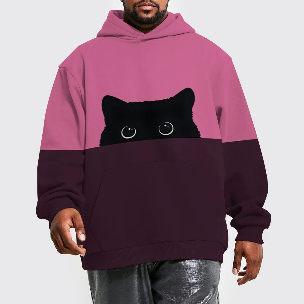 Unisex Black Cat Contrasting colors Hoodie 2410001888