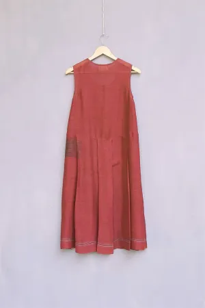Urvashi Kaur   I   Kumamoto RED DRESS (TAHUL AKA REDYED) FRACTION DRESS linen silk   brick TESSELLATE- 26