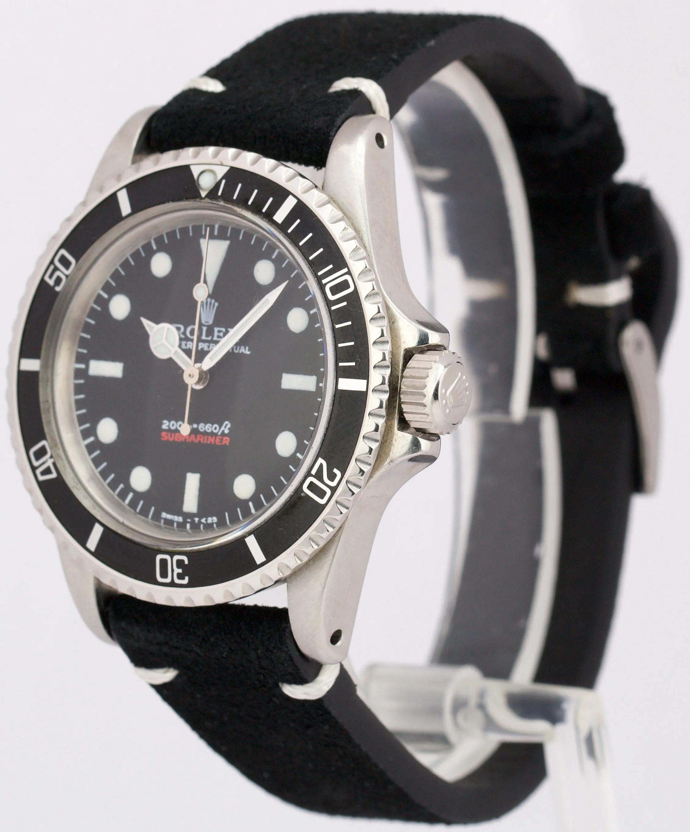 VINTAGE 1969 Rolex Submariner No-Date 5513 BLACK Red Stainless Steel 40mm Watch