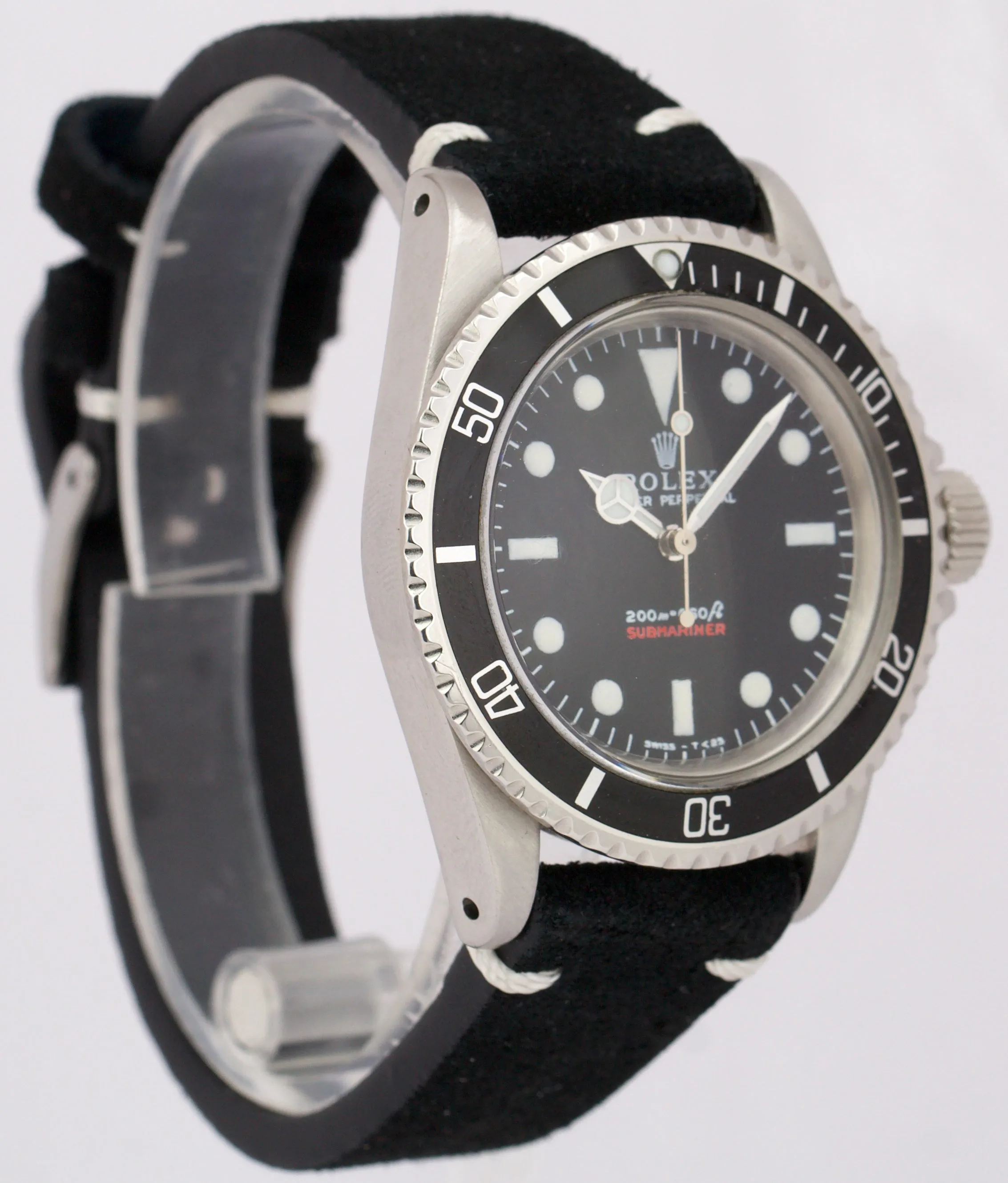 VINTAGE 1969 Rolex Submariner No-Date 5513 BLACK Red Stainless Steel 40mm Watch