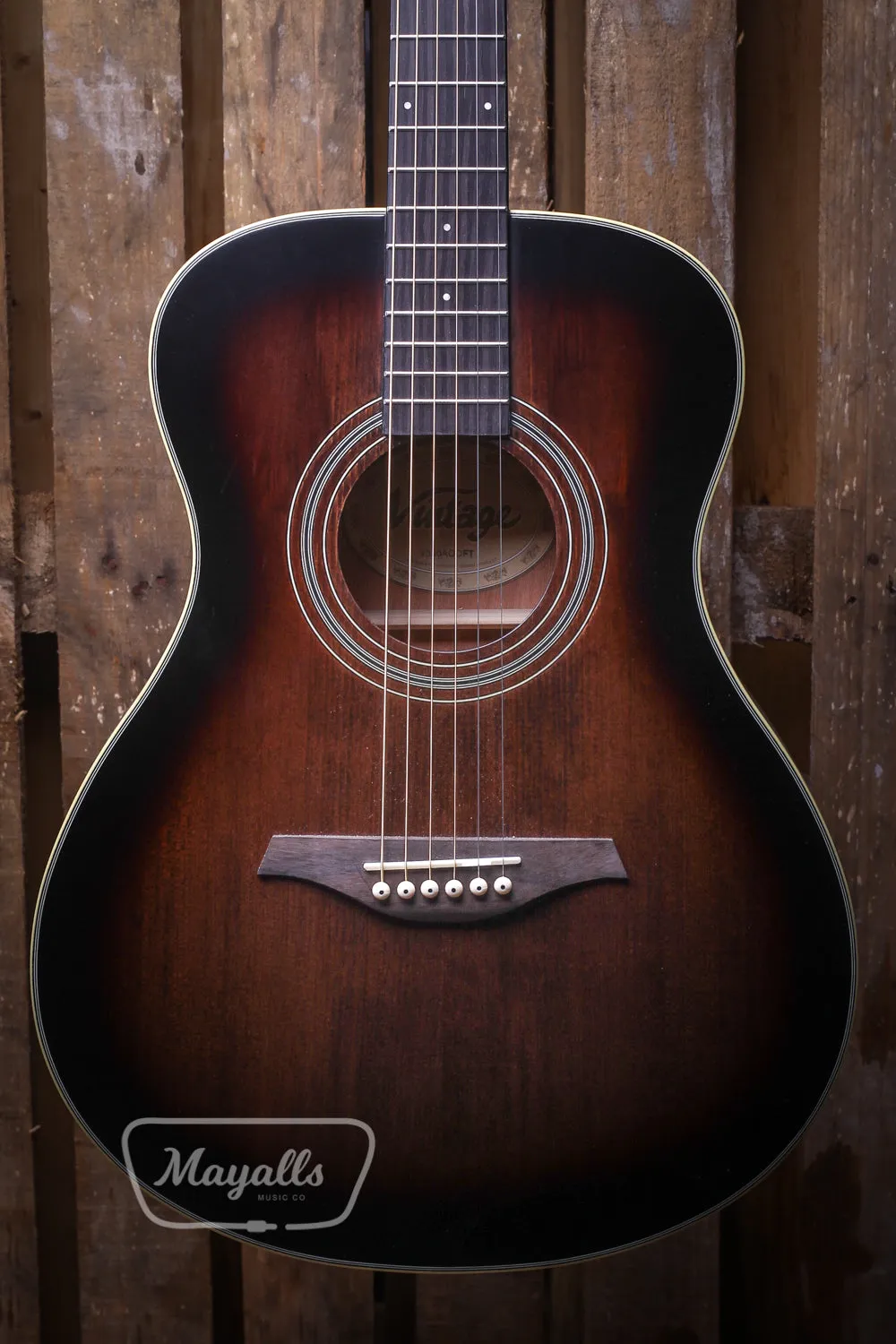 Vintage Acoustic Folk Style Guitar V300 Antiqued Outfit