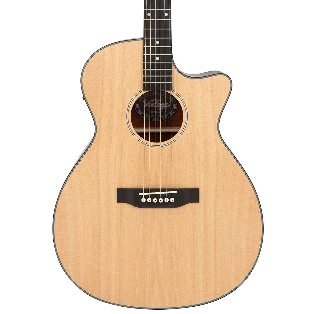 Vintage Stage Series 'Grand Auditorium' Cutaway Electro-Acoustic Guitar - Natural