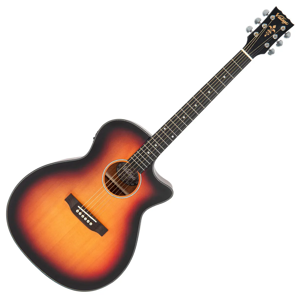 Vintage Stage Series 'Grand Auditorium' Cutaway Electro-Acoustic Guitar ~ Sunburst
