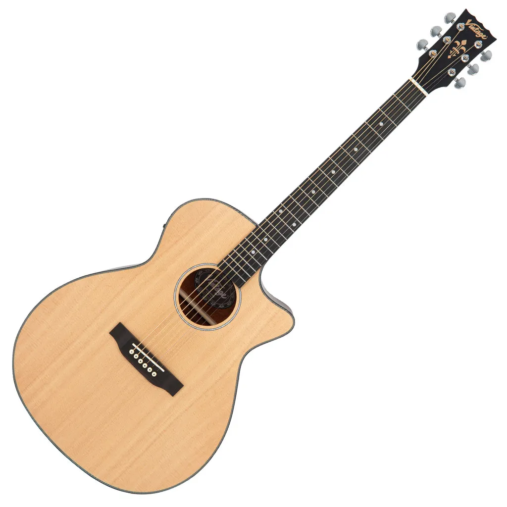 Vintage Stage Series Grand Auditorium'Cutaway Electro-Acoustic Guitar ~ Natural