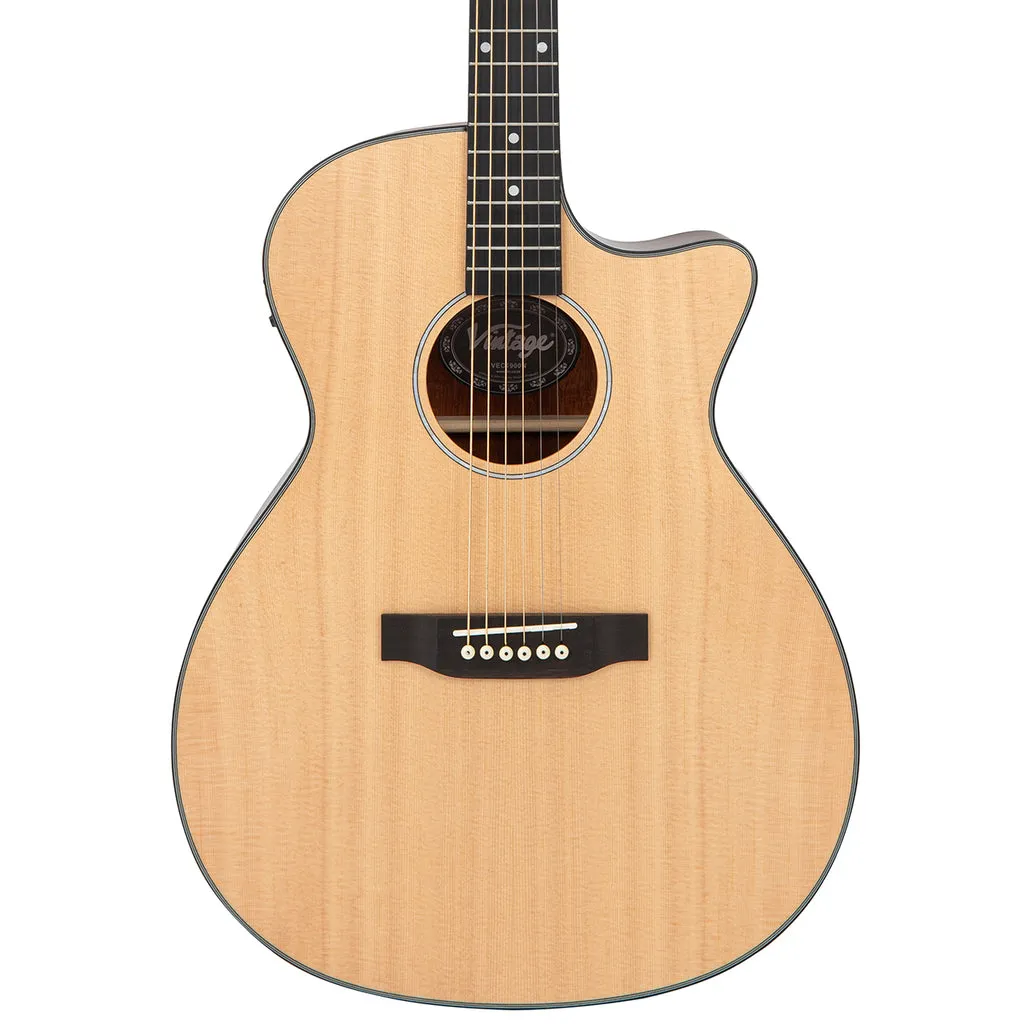 Vintage Stage Series Grand Auditorium'Cutaway Electro-Acoustic Guitar ~ Natural