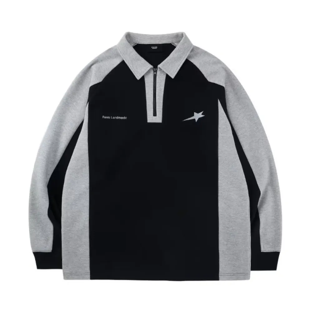 Vintage Star Stitching Lapel Sweatshirt