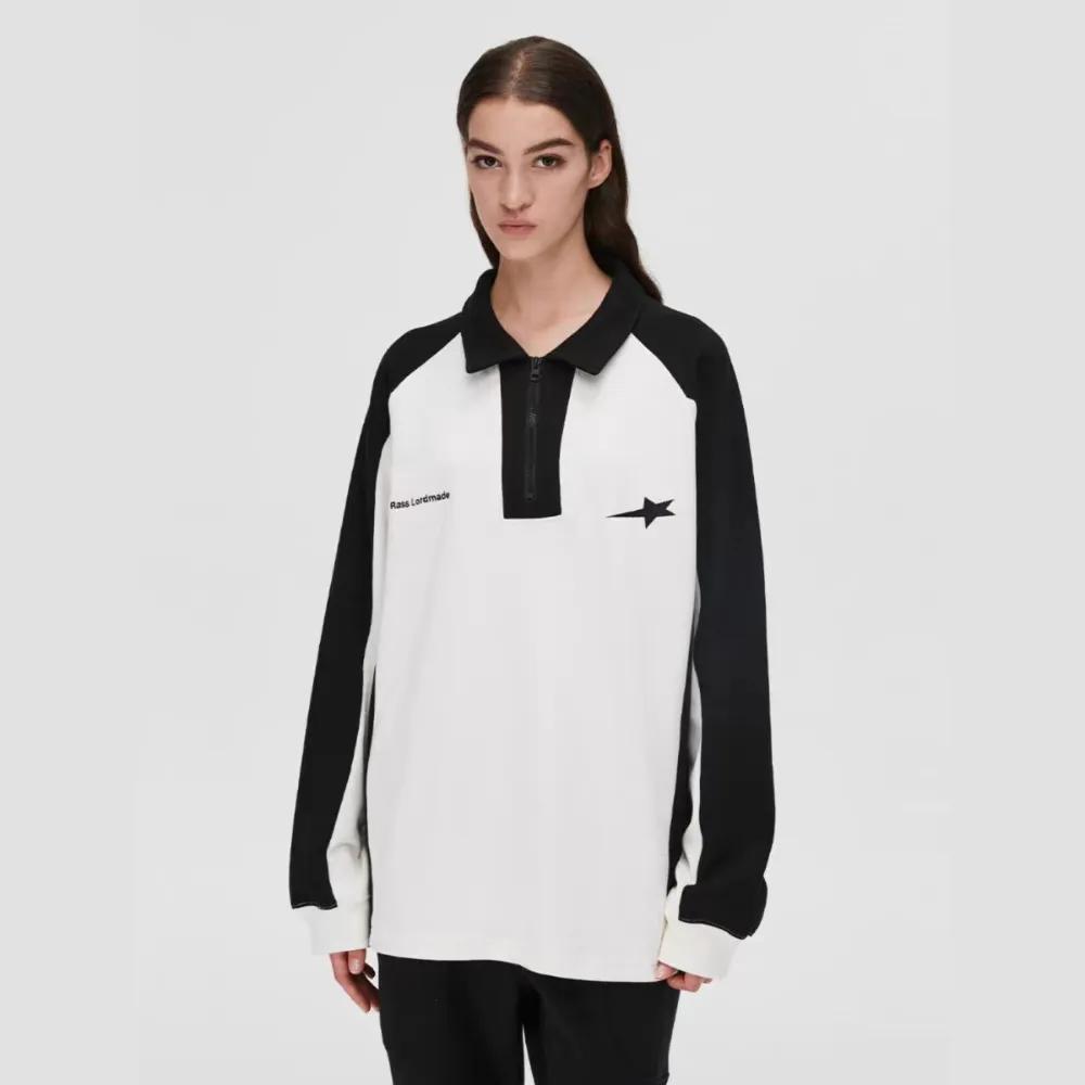 Vintage Star Stitching Lapel Sweatshirt