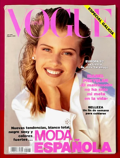 VOGUE Magazine Spain February 1992 DANIELA PESTOVA Basia Milewicz MARCO GLAVIANO