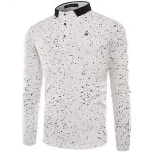 Wave Point Printed Cotton Golf Shirt