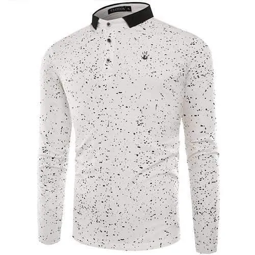Wave Point Printed Cotton Golf Shirt
