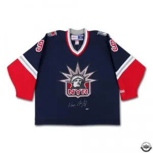 Wayne Gretzky Autographed Vintage Throwback Navy CCM New York Rangers Alternate Jersey - UDA