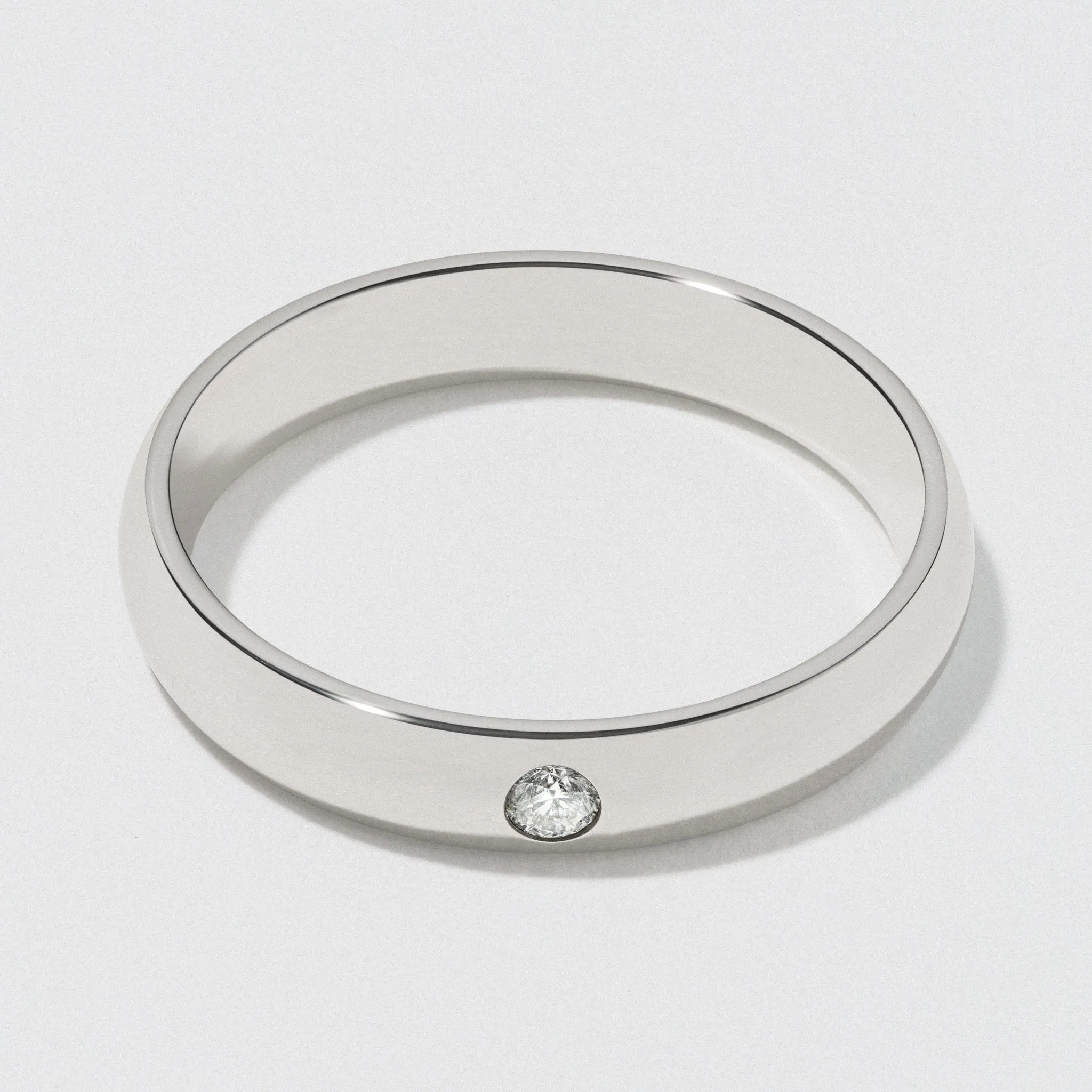 White Gold Classic Diamond Wedding Band - Polished 4mm