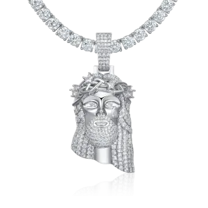 White Gold Stellar Jesus Pendant - Medium