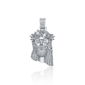 White Gold Stellar Jesus Pendant - Small