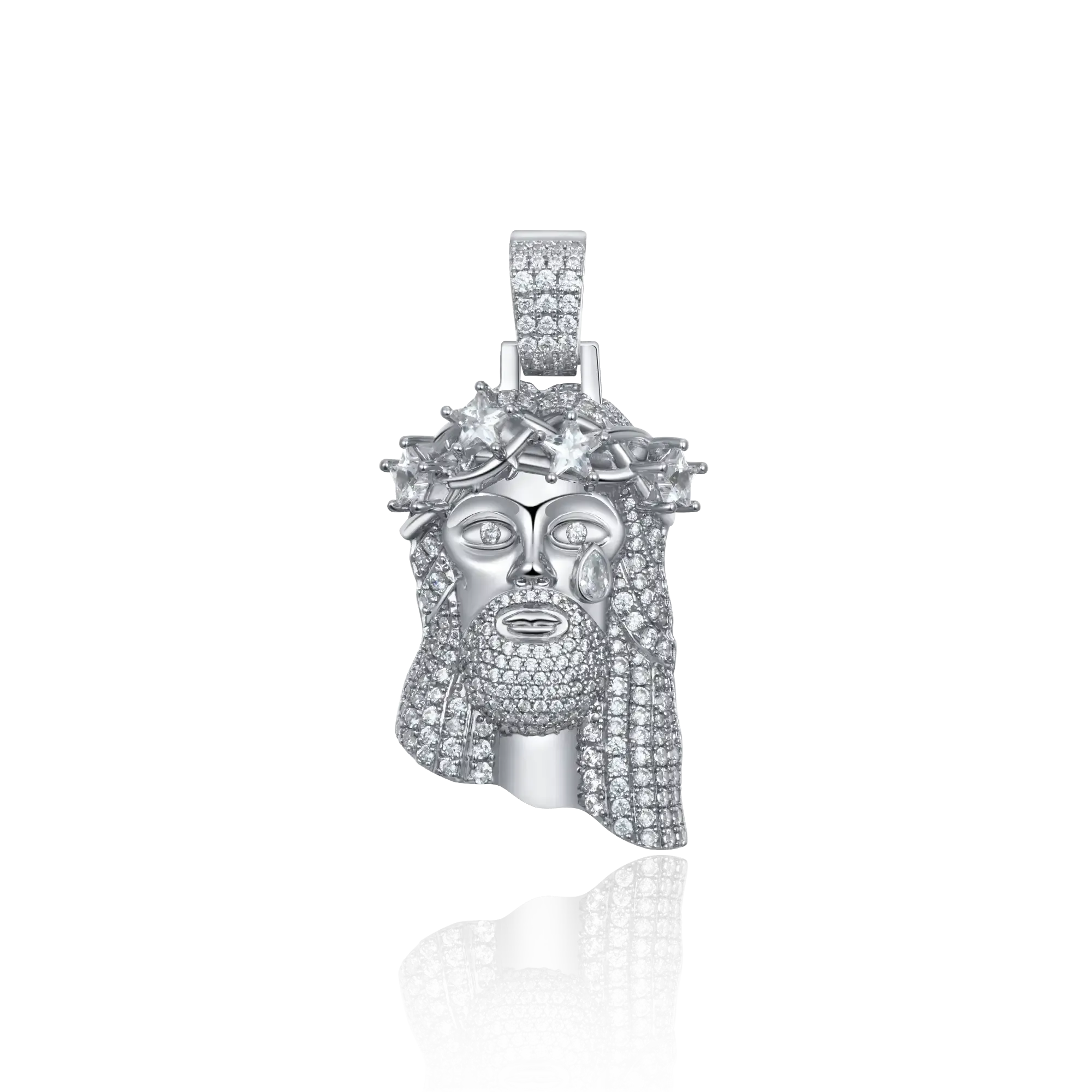 White Gold Stellar Jesus Pendant - Small