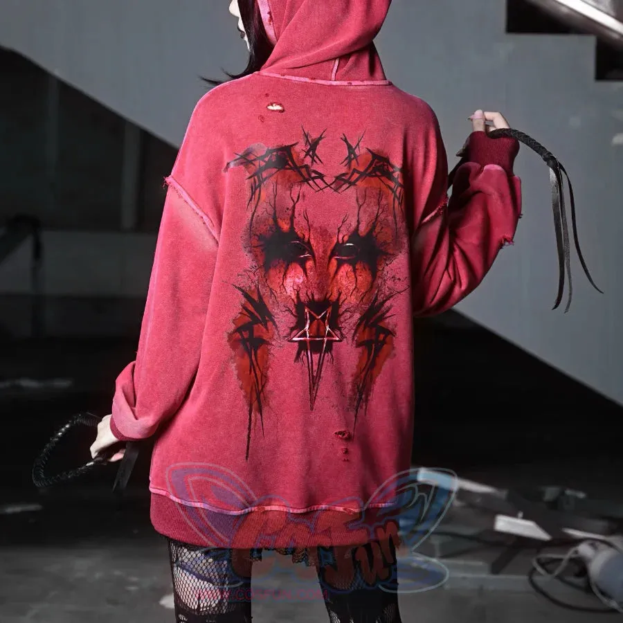 Winter Washed Terry Loop Printed Loose Long-sleeved Hoodie