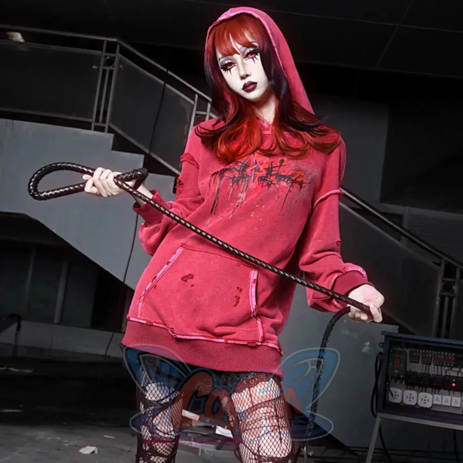 Winter Washed Terry Loop Printed Loose Long-sleeved Hoodie