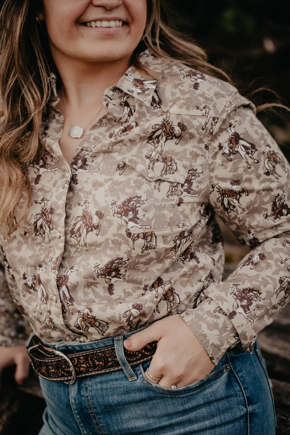 Women's 'All Over Bronc' Pearl Snap Shirt by Roper (XS - M)