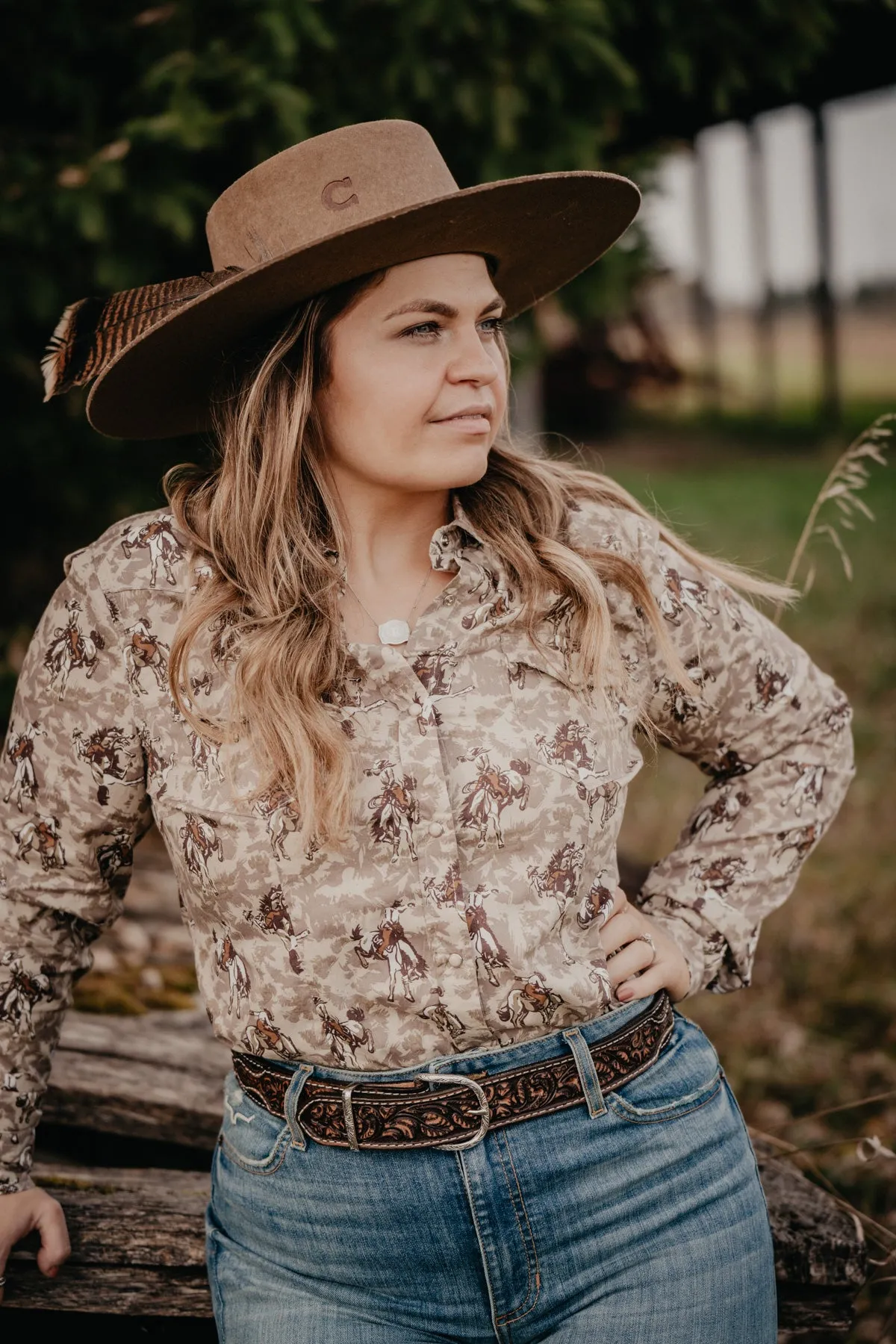 Women's 'All Over Bronc' Pearl Snap Shirt by Roper (XS - M)