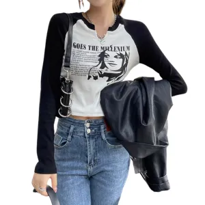 Women's Japanese Comic Girl Long Sleeve Shirt