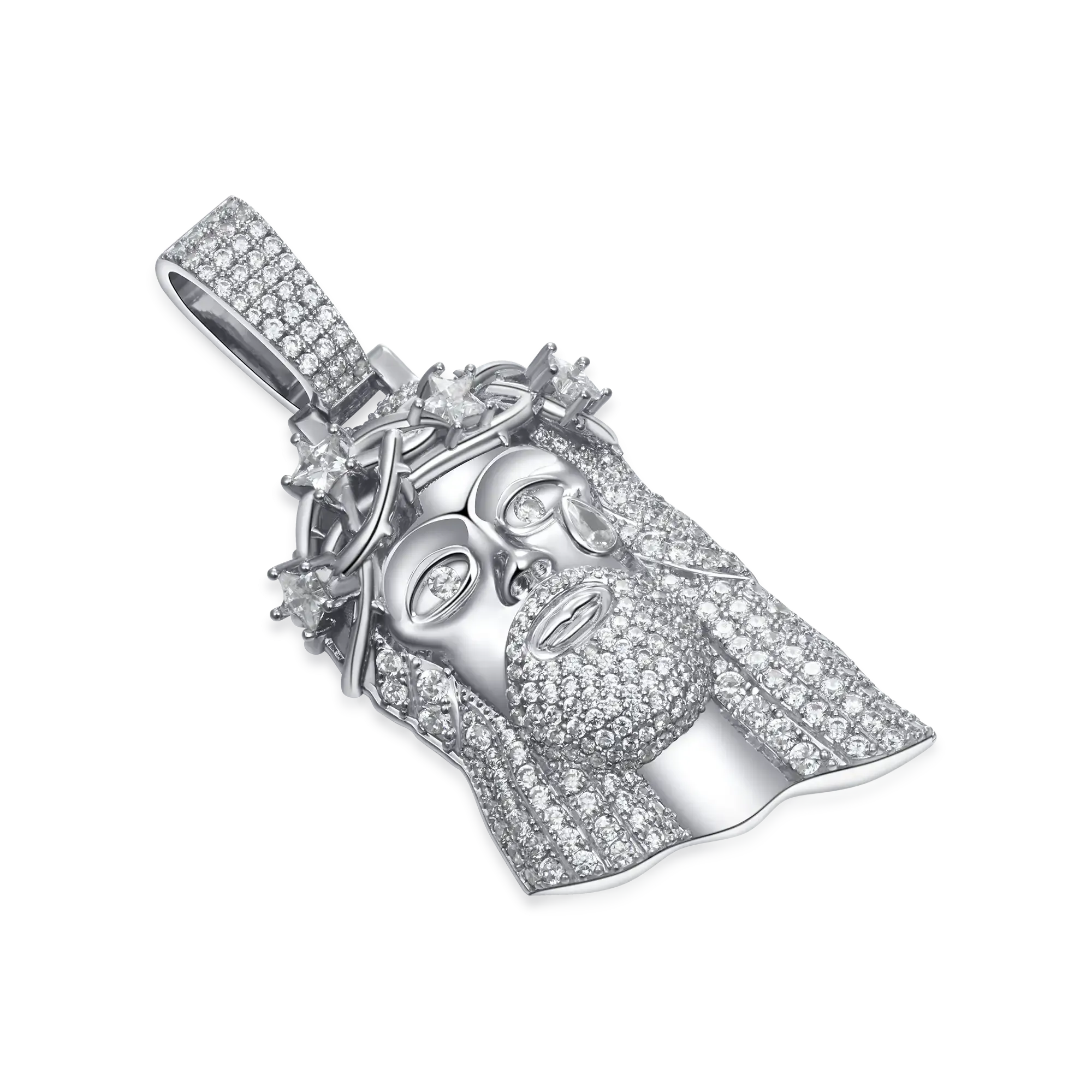 Women's White Gold Stellar Jesus Pendant -  Large