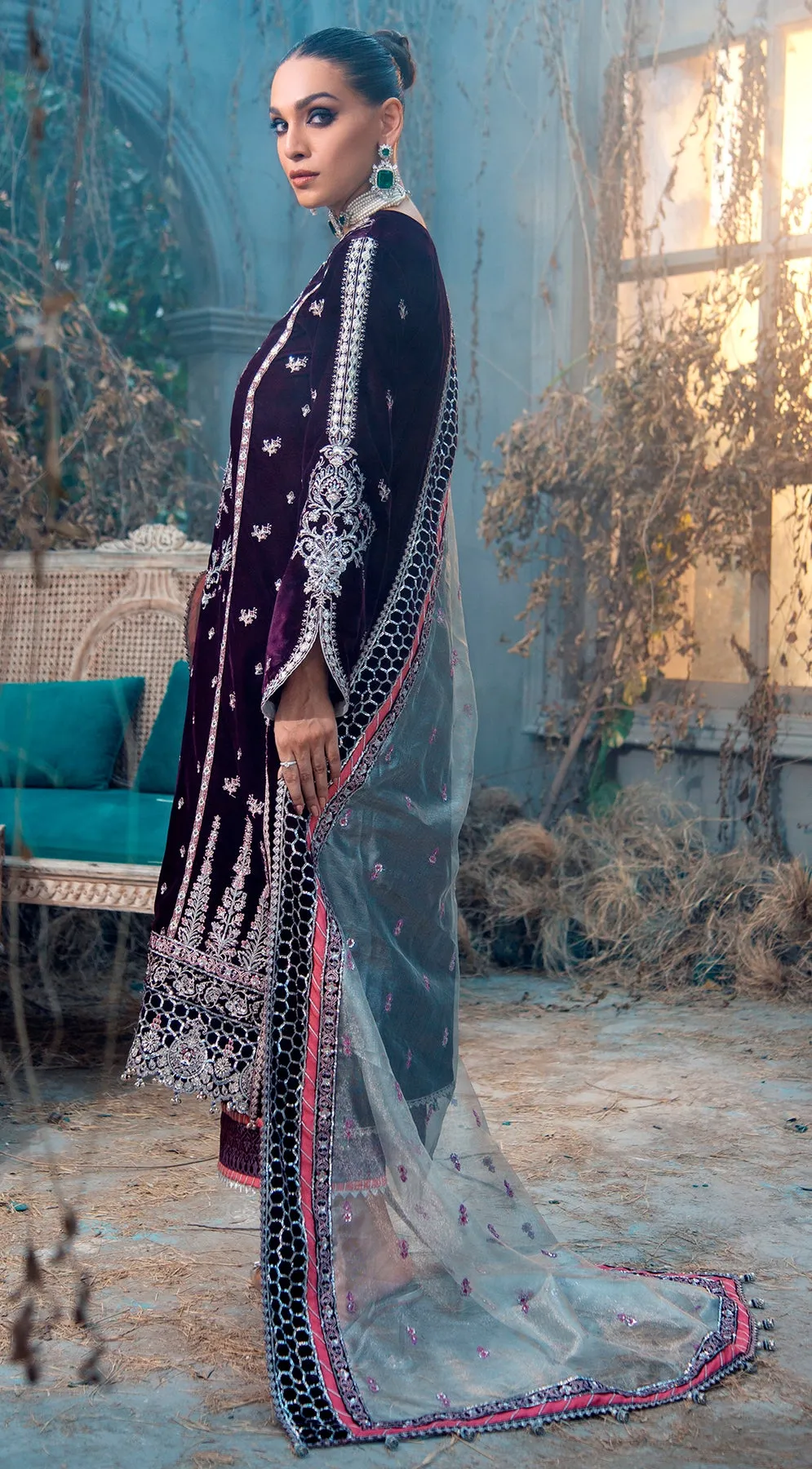 ZELDA VL121-04 |  Anaya by Kiran Chaudhry Velour De Fete '21 | Unstitched Embroidered Velvet Suits