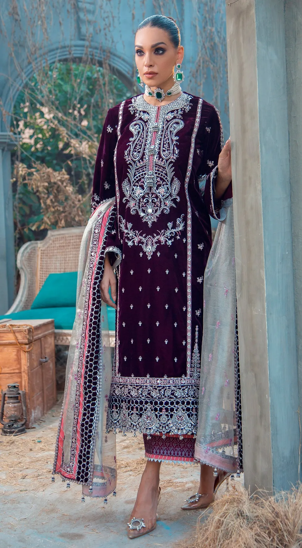 ZELDA VL121-04 |  Anaya by Kiran Chaudhry Velour De Fete '21 | Unstitched Embroidered Velvet Suits