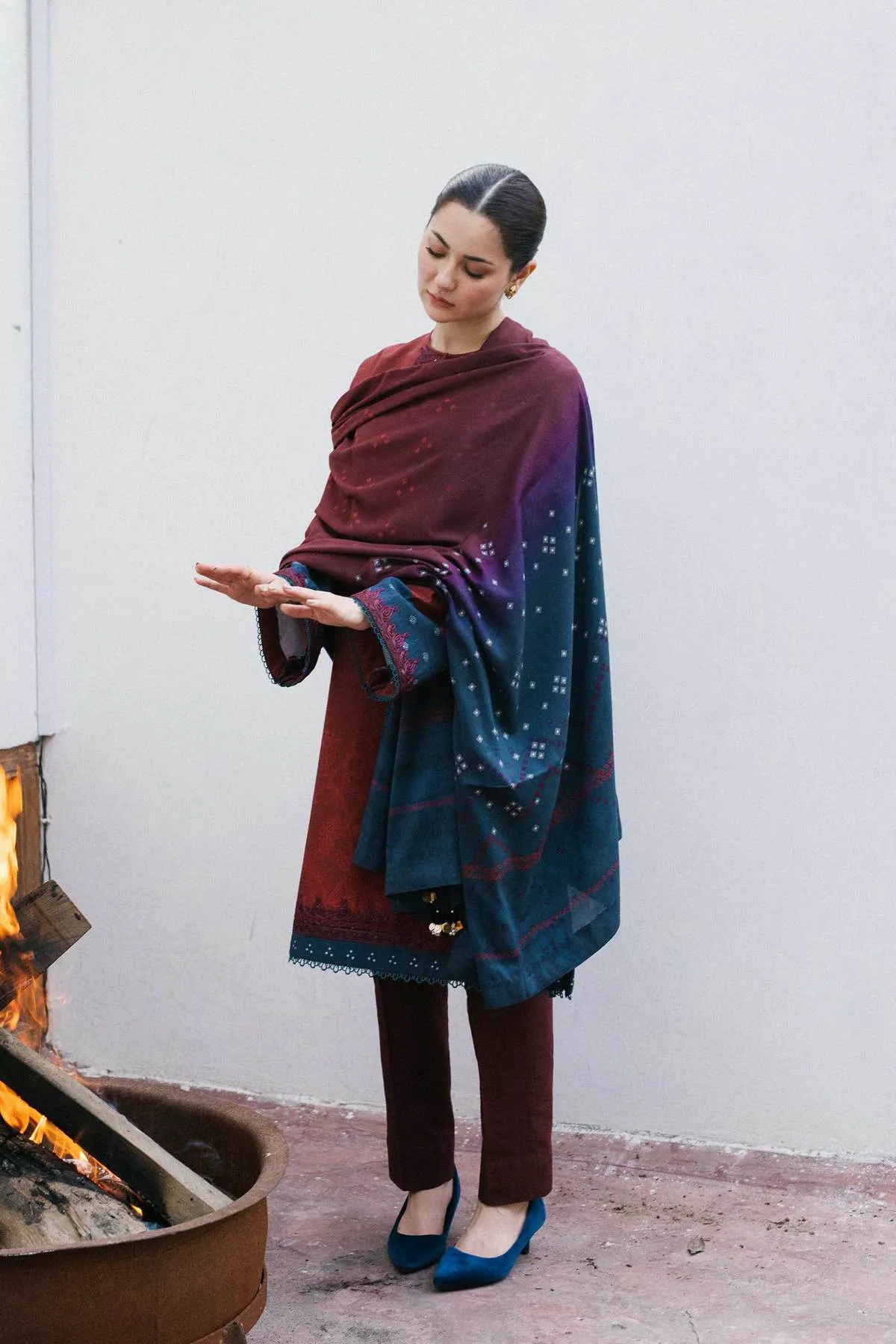 ZW21-2B |  Zara Shahjahan Coco Winter 2021 Collection | Unstitched Embroidered Khaddar Shirt