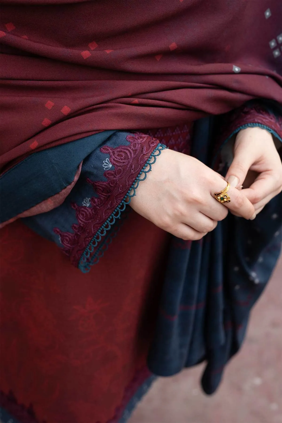 ZW21-2B |  Zara Shahjahan Coco Winter 2021 Collection | Unstitched Embroidered Khaddar Shirt