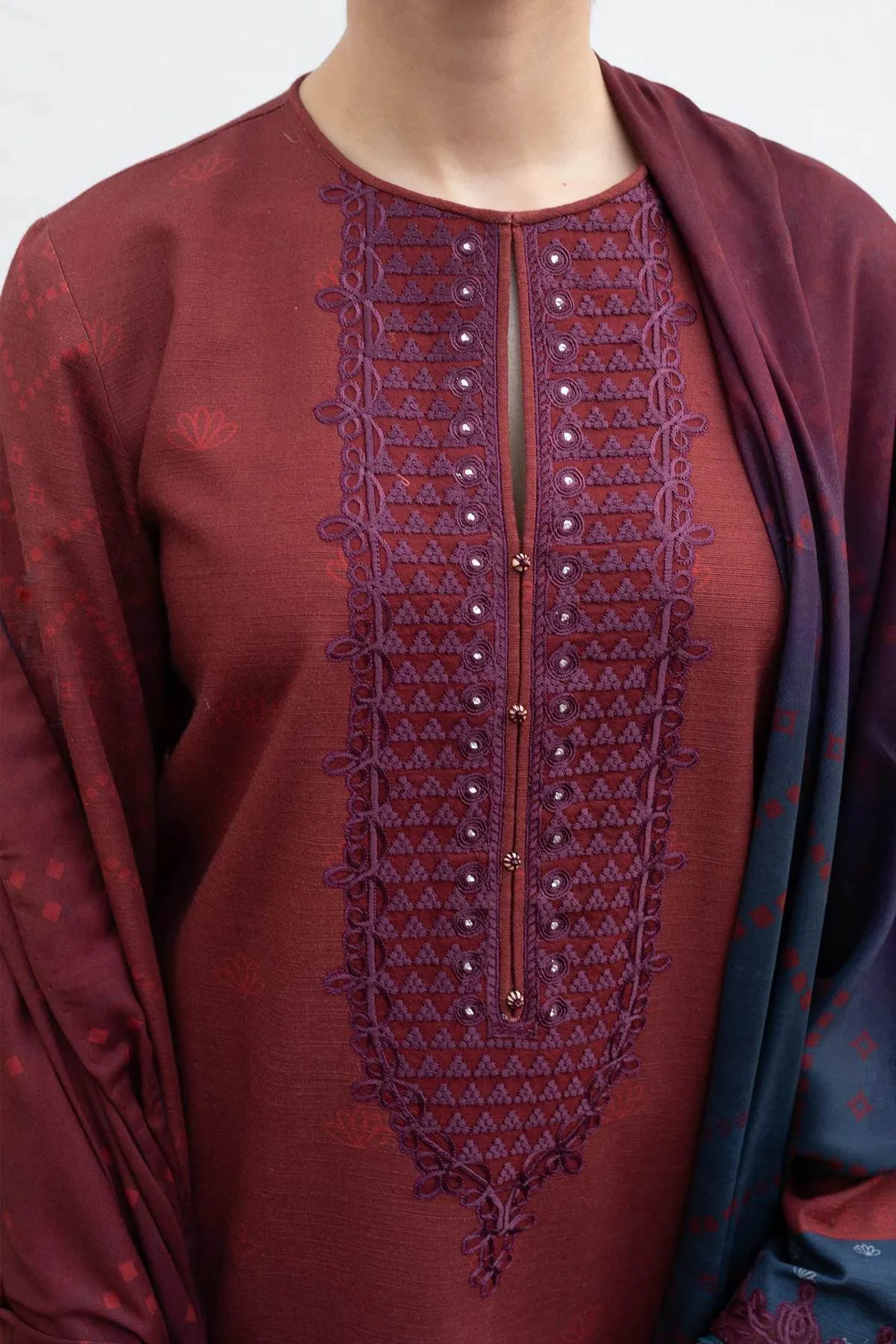 ZW21-2B |  Zara Shahjahan Coco Winter 2021 Collection | Unstitched Embroidered Khaddar Shirt