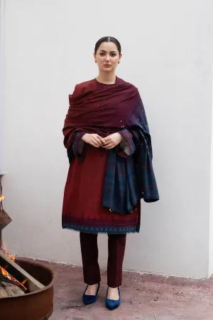 ZW21-2B |  Zara Shahjahan Coco Winter 2021 Collection | Unstitched Embroidered Khaddar Shirt